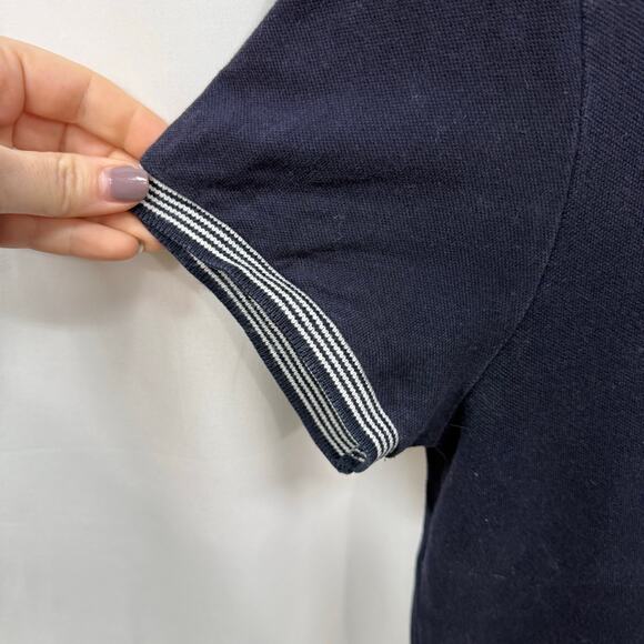 Moschino Navy Blue Heart Detail Stripe Collar 3 Button Polo Men Medium - Picture 5 of 7